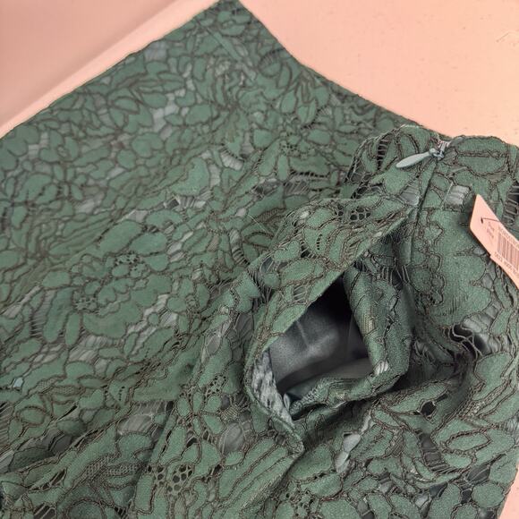 Rachel Parcell Botanica Lace Pants Women's 12 Green Scallop Hem Lined Romantic - Picture 7 of 16